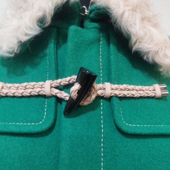 💥ABSOLUTELY STUNNING💥Wool & Curly Shearling Fur Military Jacket in Green - Picture 6 of 16